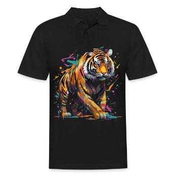 Tigre en colère. Fureur à la graffiti. - Polo Homme - noir - Devant - Kai (181cm)