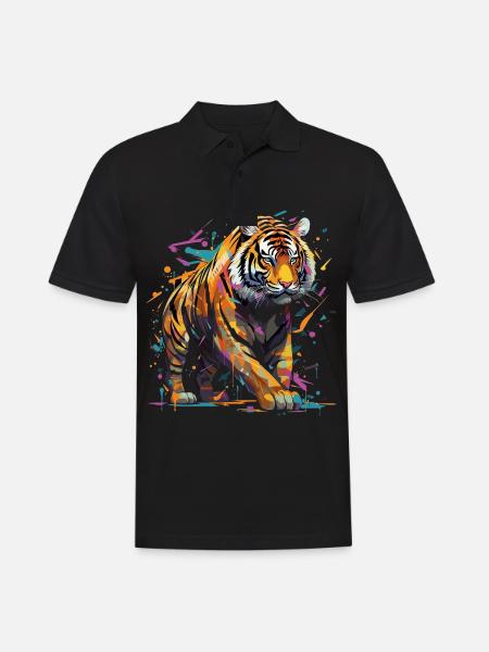 Tigre en colère. Fureur à la graffiti. - Polo Homme - noir