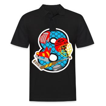 Eishockey 8. Geburtstagsparty Nummer 8 - 8 Jahre - Männer Poloshirt - Schwarz - Vorne - Kai (181cm)