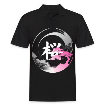 Japan modern enso rose - Men's Polo Shirt - black - Front - Kai (181cm)