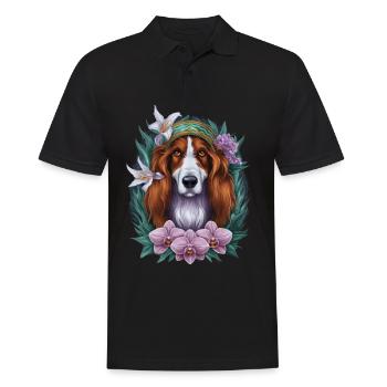 Lévrier afghan aux fleurs colorées - Polo Homme - noir - Devant - Kai (181cm)