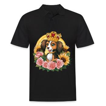 Sweet Nederlandse Kooikerhondje with crown, roses - Men's Polo Shirt - black - Front - Kai (181cm)