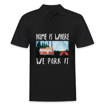 home is where we park it trailer camping motorhome - Men's Polo Shirt - black - Front - Kai (181cm)