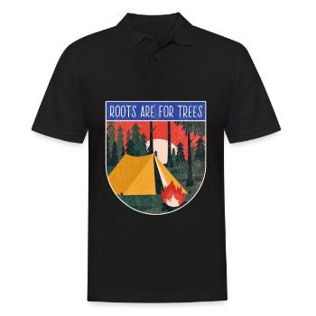 Roots Camping freedom nature silence camp - Men's Polo Shirt - black - Front - Kai (181cm)