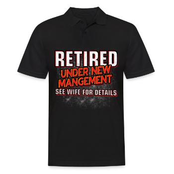 Retired New Management Retirement - Männer Poloshirt - Schwarz - Vorne - Kai (181cm)