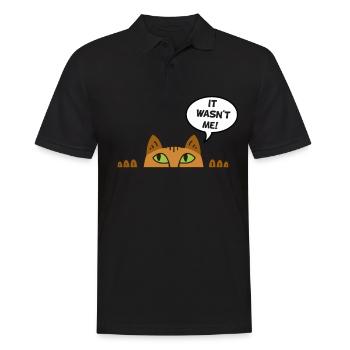 Cadeau chat perso coquin maine coon persan - Polo Homme - noir - Devant - Kai (181cm)