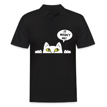 Cadeau chat perso coquin maine coon persan - Polo Homme - noir - Devant - Kai (181cm)