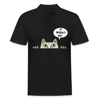 Cadeau chat perso coquin maine coon persan - Polo Homme - noir - Devant - Kai (181cm)