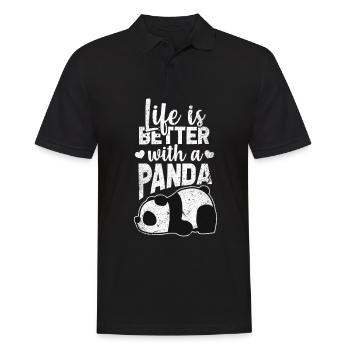 Panda - Männer Poloshirt - Schwarz - Vorne - Kai (181cm)