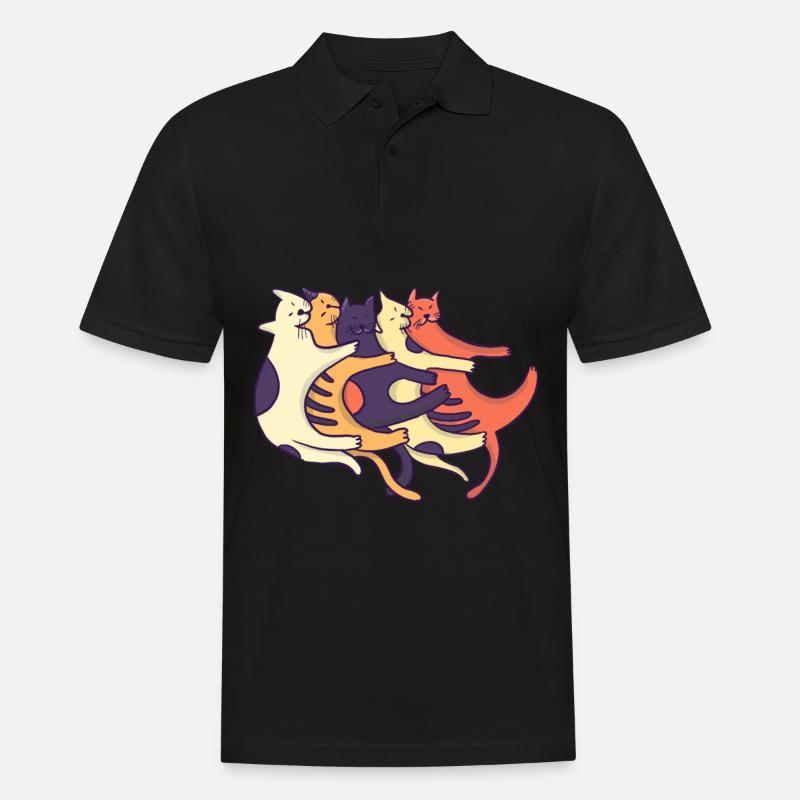 Cool funny happy hugging smooching cat present - Polo Homme - noir