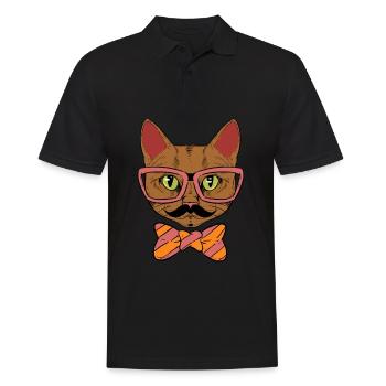 Cool funny nerdy hipster Maine Coon cat present - Polo Homme - noir - Devant - Kai (181cm)