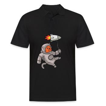 Cool funny astronaut space galaxy cat present gift - Polo Homme - noir - Devant - Kai (181cm)