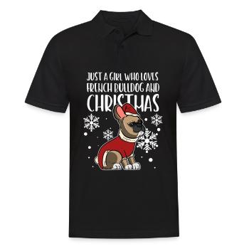 French Bulldog Christmas Santa Girl x-mas Gift - Männer Poloshirt - Schwarz - Vorne - Kai (181cm)