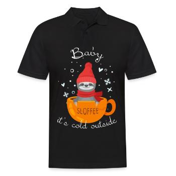 Sloffee Sloth - Baby, it's cold outside - Men's Polo Shirt - black - Front - Kai (181cm)