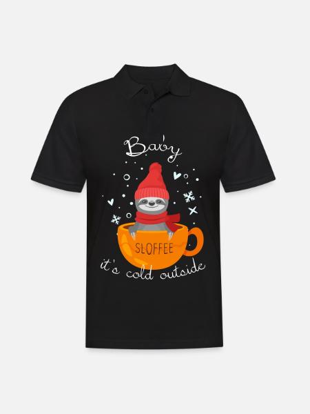 Sloffee Sloth - Baby, it's cold outside - Men's Polo Shirt - black