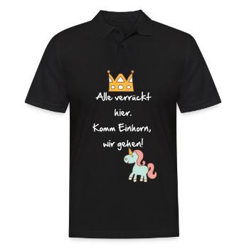 All crazy here, come unicorn we go - Men's Polo Shirt - black - Front - Kai (181cm)