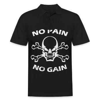 PAS DE PAIN PAS DE GAIN Bodybuilder - Polo Homme - noir - Devant - Kai (181cm)