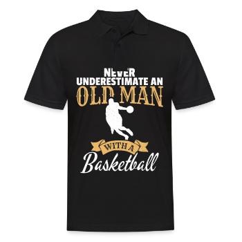 Basketball vieux homme grand-père père pension - Polo Homme - noir - Devant - Kai (181cm)