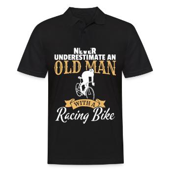 Vélo de course vieux homme vélo cadeau grand-père Drôle - Polo Homme - noir - Devant - Kai (181cm)