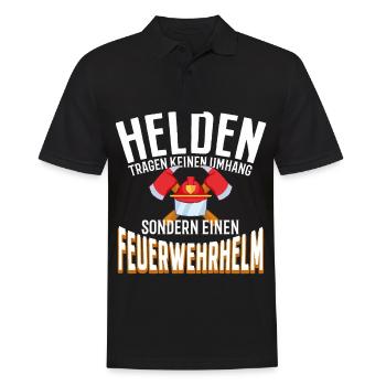 Feuerwehrmann - Männer Poloshirt - Schwarz - Vorne - Kai (181cm)
