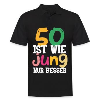 50 Geburtstag Geschenk zum runden Geburtstag - Männer Poloshirt - Schwarz - Vorne - Kai (181cm)
