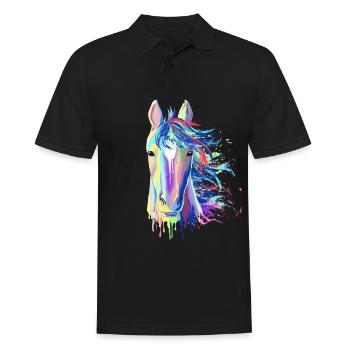 Splash Pferd Geschenk Reitsport Reiten Hengst - Männer Poloshirt - Schwarz - Vorne - Kai (181cm)