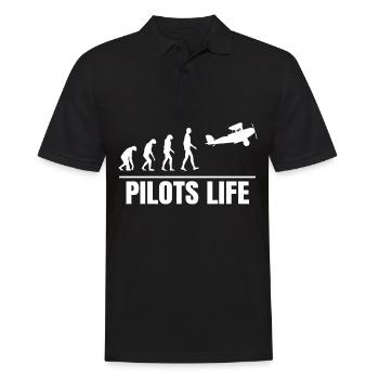 Pilote co-pilote capitaine de vol Idée cadeau fête des pères - Polo Homme - noir - Devant - Kai (181cm)