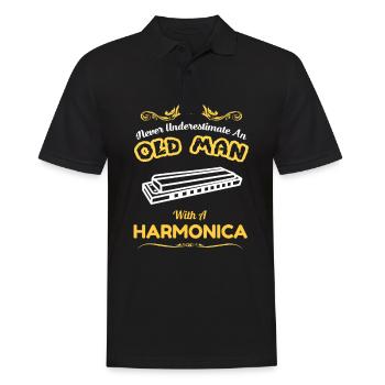 Mundharmonika - Männer Poloshirt - Schwarz - Vorne - Kai (181cm)