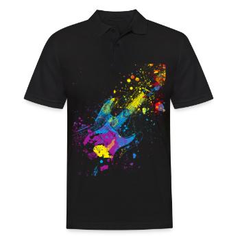 Bunte Gitarre Musiker Geschenkidee für Gitarristen - Männer Poloshirt - Schwarz - Vorne - Kai (181cm)