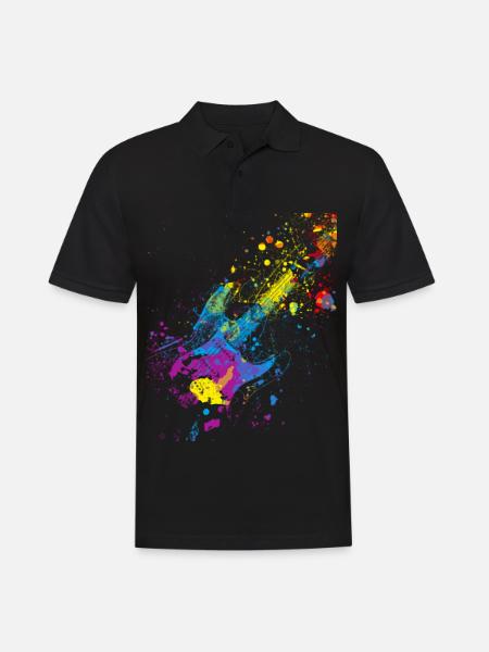 Bunte Gitarre Musiker Geschenkidee für Gitarristen - Männer Poloshirt - Schwarz