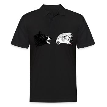 Wolf Bear Art Shirt Animal Gift Idea - Men's Polo Shirt - black - Front - Kai (181cm)