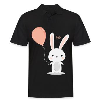 niedlicher Hase - süßes Geschenk Luftballon Sommer - Männer Poloshirt - Schwarz - Vorne - Kai (181cm)