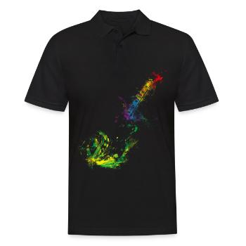 Bunte Gitarre Musiker Geschenkidee für Gitarristen - Männer Poloshirt - Schwarz - Vorne - Kai (181cm)