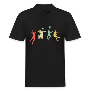 Retro Volleyball - Männer Poloshirt - Schwarz - Vorne - Kai (181cm)