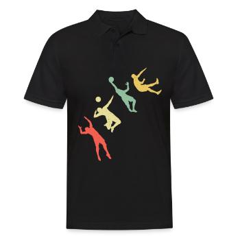 Retro Volleyball - Männer Poloshirt - Schwarz - Vorne - Kai (181cm)