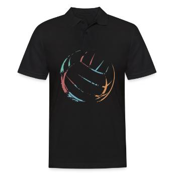 Retro Volleyball - Männer Poloshirt - Schwarz - Vorne - Kai (181cm)
