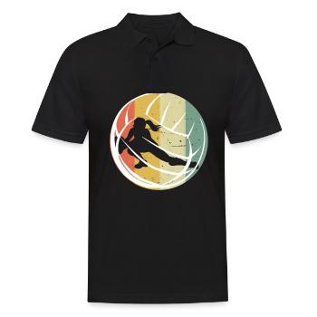 Retro Volleyball - Männer Poloshirt - Schwarz - Vorne - Kai (181cm)