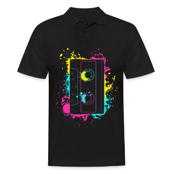 Vintage Splash Kasette 80er und 90er Geschenke - Männer Poloshirt - Schwarz - Vorne - Kai (181cm)