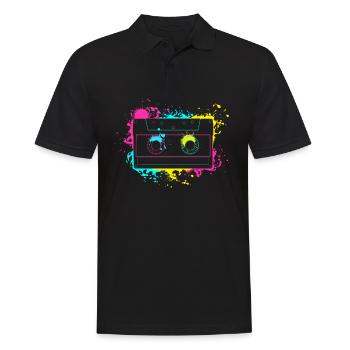 Vintage Splash Kasette 80er und 90er Geschenke - Männer Poloshirt - Schwarz - Vorne - Kai (181cm)
