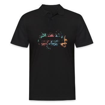 Retro Splash Mundharmonika Harmonika - Männer Poloshirt - Schwarz - Vorne - Kai (181cm)