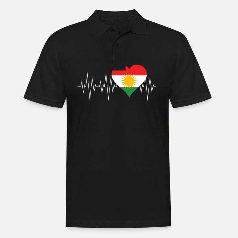 Cadeau kurde drapeau kurde - Polo Homme - noir