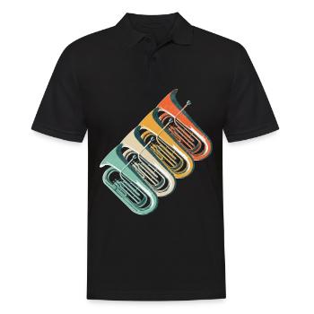 Retro Tuba Spieler Geschenk Vintage Geschenkidee - Männer Poloshirt - Schwarz - Vorne - Kai (181cm)