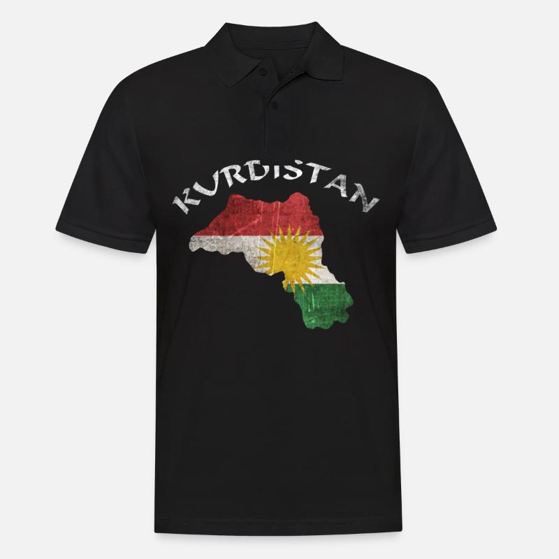 Cadeau kurde drapeau kurde - Polo Homme - noir