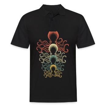 Retro Kraken Tintenfisch Oktopus Taucher Geschenk - Männer Poloshirt - Schwarz - Vorne - Kai (181cm)