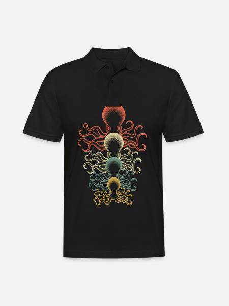 Cadeau de plongeur de poulpe pieuvre rétro - Polo Homme - noir