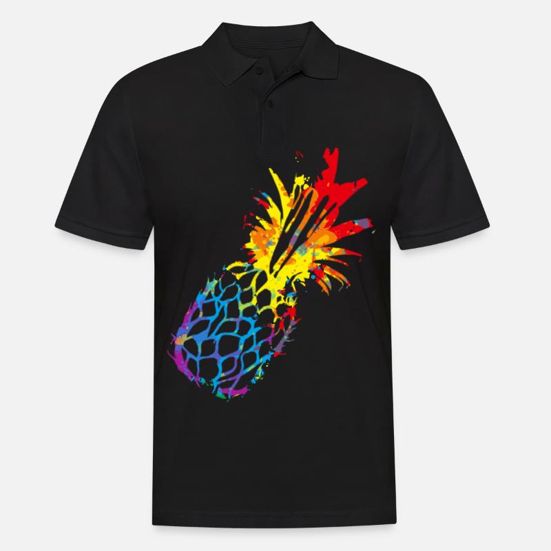 Buntes Ananas - Männer Poloshirt - Schwarz