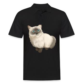 Ragdoll Katze - Männer Poloshirt - Schwarz - Vorne - Kai (181cm)