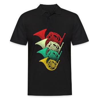 French Horn Orchester - Männer Poloshirt - Schwarz - Vorne - Kai (181cm)