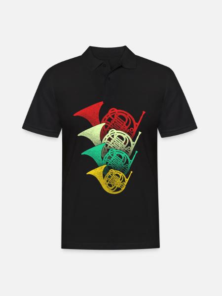 french horn - Men's Polo Shirt - black