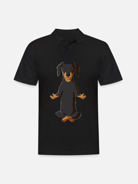 Meditation Dackel - Männer Poloshirt - Schwarz